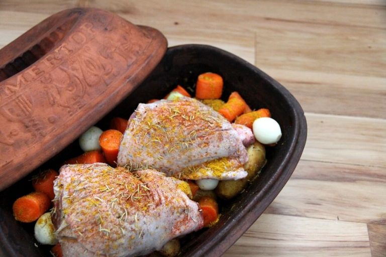 diced vegetables and baked chicken make a hearty, frugal meal!