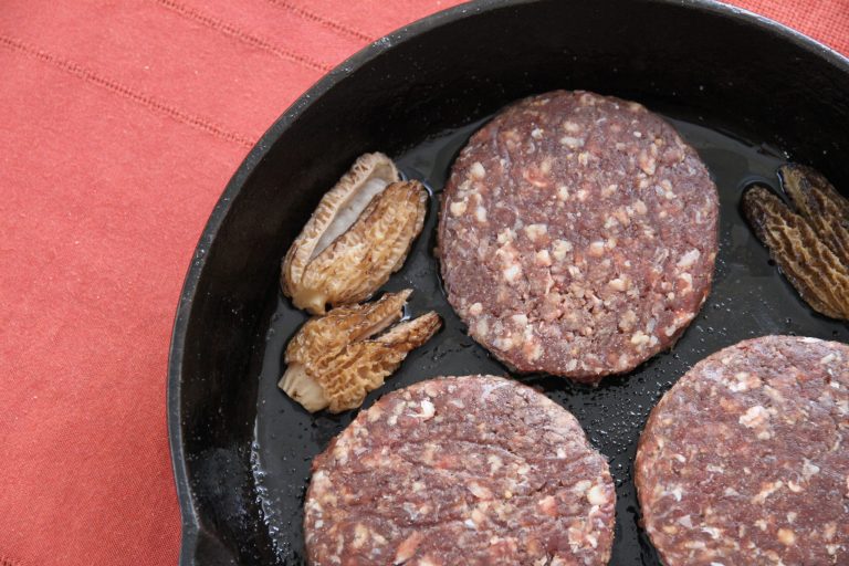 Cast iron with food frying