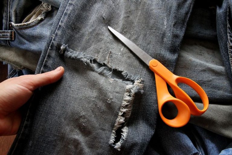 Torn jeans just need a good patch before they're great for working in again!
