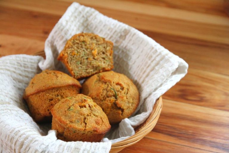 a basket of fresh baked healthy garden muffins