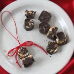 a plate with homemade edible chocolate ornaments for the Christmas tree